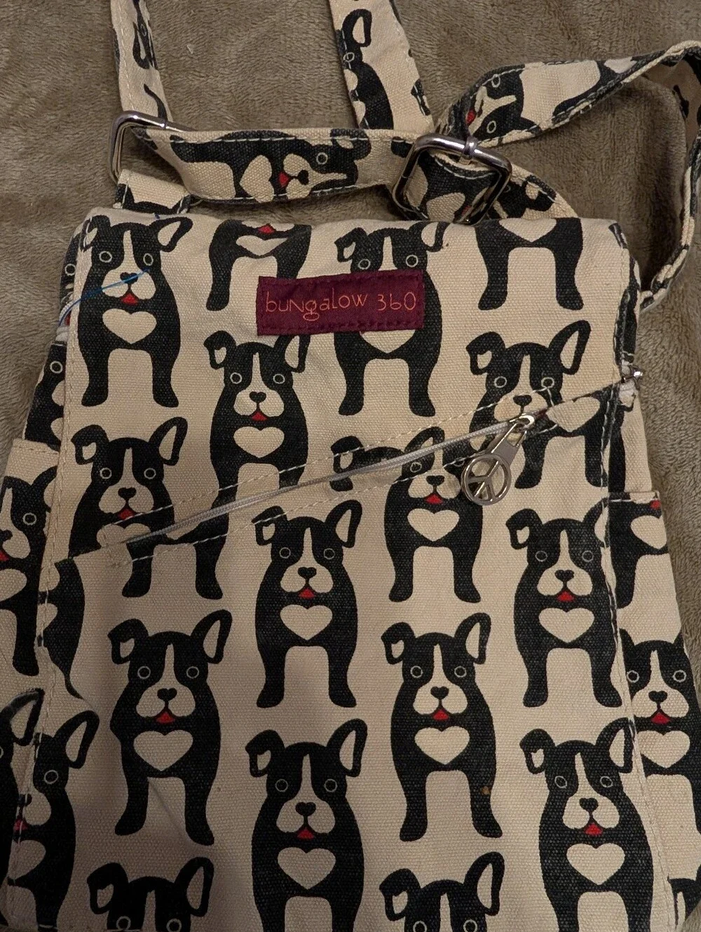 Bungalow 360 Black & Cream Dog Pattern Crossbody